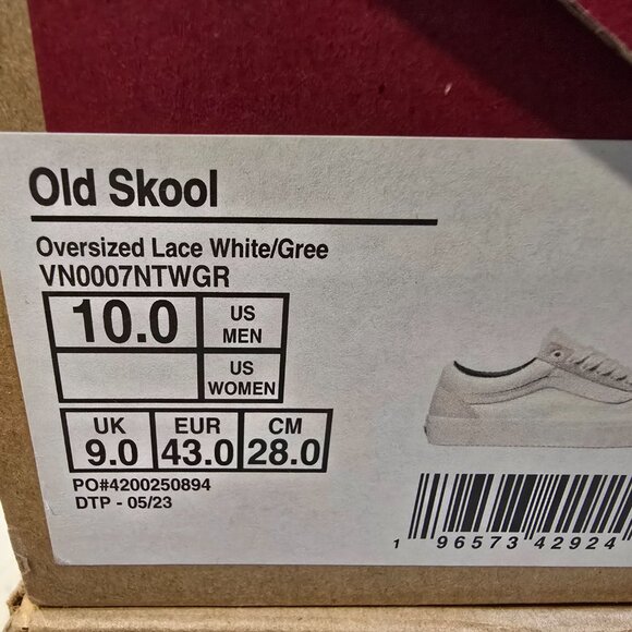 Vans OLD SKOOL OVERSIZED LACE VN0007NTWGR White Green Skateboarding MENS 10 NEW - Picture 12 of 12